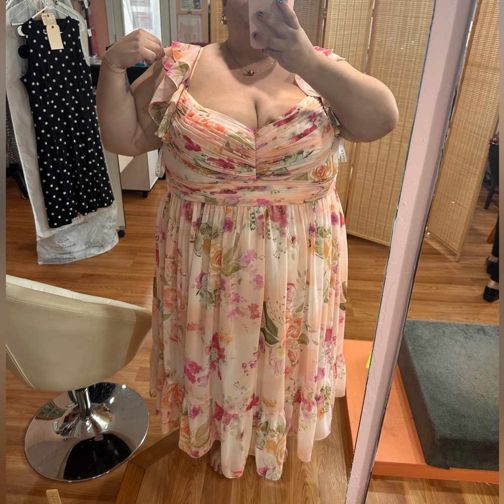 Azazie Floral Pink Maxi Dress